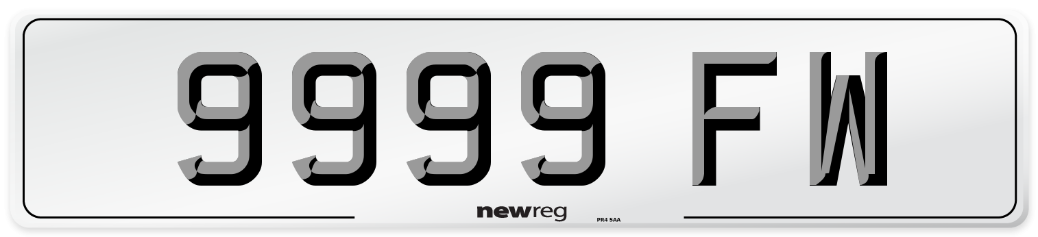 9999 FW Number Plate from New Reg